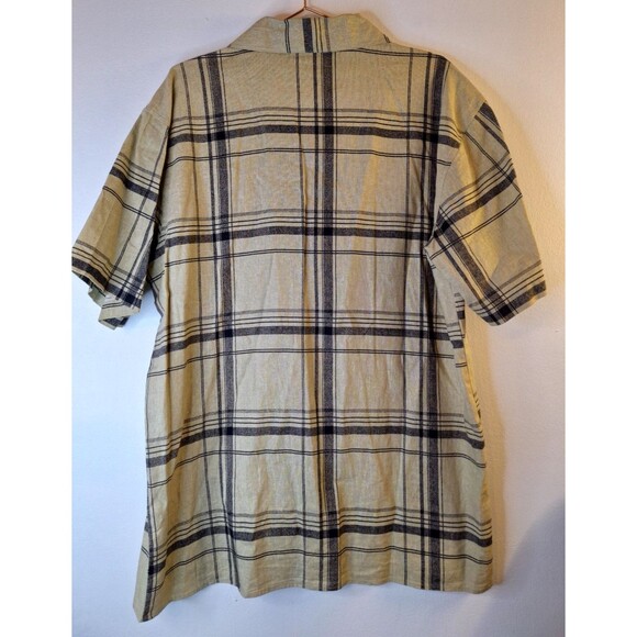 TRUST S/S Linen Rayon Button Down Shirt Men's Large Beach Resort Casual Travel - Picture 2 of 5